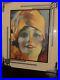 Vintage Print Glass Art Deco frame flapper woman Photoplay magazine cover