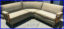 Vintage Retro Art Deco 3 Piece Sectional Sofa Couch Mid-Century Upholstered