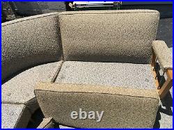 Vintage Retro Art Deco 3 Piece Sectional Sofa Couch Mid-Century Upholstered