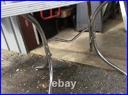 Vintage Retro Mid Century Deco Formica Dining Kitchen Table Chrome (BARN)