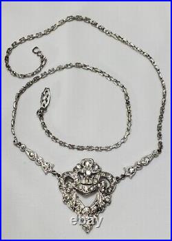 Vintage Silver Art Deco Rhinestone Necklace