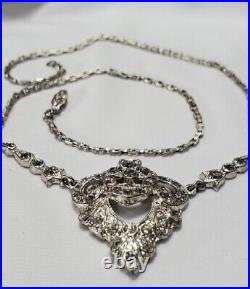 Vintage Silver Art Deco Rhinestone Necklace