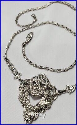 Vintage Silver Art Deco Rhinestone Necklace