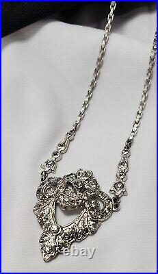 Vintage Silver Art Deco Rhinestone Necklace