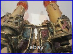 Vintage Spanish Revival Art Deco Nouveau Sconces Ratner Pair 2 Metal