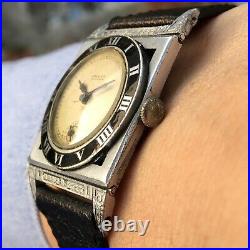 Vintage Warwick Reinforced Watch Art Deco Enamel Bezel Military Rare