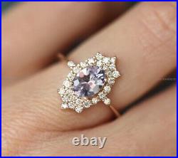 Vintage style Art Deco Fine Birthday Engagement Ring 14k Gold Sapphire Diamond