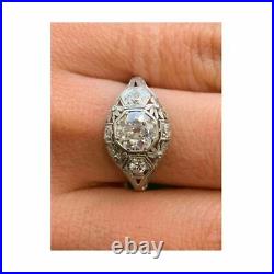 Vinteg Art Deco 2.85Ct Round Diamond Engagement Wedding Antique Ring 925 Silver