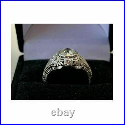 Vinteg Art Deco 2.85Ct Round Diamond Engagement Wedding Antique Ring 925 Silver