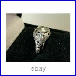 Vinteg Art Deco 2.85Ct Round Diamond Engagement Wedding Antique Ring 925 Silver