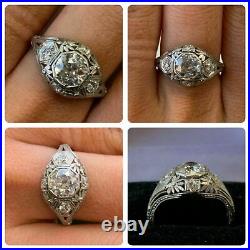 Vinteg Art Deco 2.85Ct Round Diamond Engagement Wedding Antique Ring 925 Silver