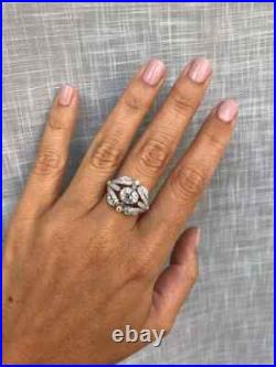 Vintege Art Deco 2.8Ct Diamond Engagement Anniversary 14k White Gold Finish Ring
