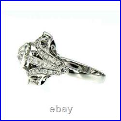 Vintege Art Deco 2.8Ct Diamond Engagement Anniversary 14k White Gold Finish Ring