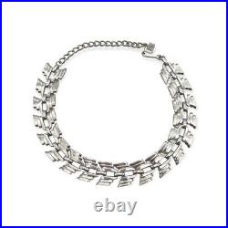 Volupte Vintage Silver Tone Art Deco Link Chain Choker Statement Necklace