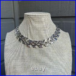 Volupte Vintage Silver Tone Art Deco Link Chain Choker Statement Necklace