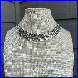 Volupte Vintage Silver Tone Art Deco Link Chain Choker Statement Necklace