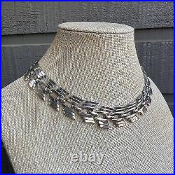 Volupte Vintage Silver Tone Art Deco Link Chain Choker Statement Necklace