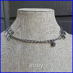 Volupte Vintage Silver Tone Art Deco Link Chain Choker Statement Necklace