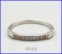 Vtg 18K White Gold Diamond Ring Sz 7.25 Ornate Antique Art Deco 1930s