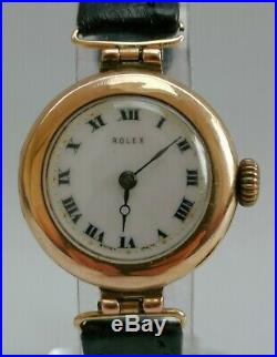 Vtg 1924 Rolex 7 Worlds Records Gold Medal Solid 9ct 9K Art Deco Watch & Case