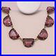 Vtg 1930s Art Deco Czech Amethyst Glass Demilune Necklace