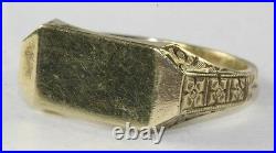 Vtg Antique 1920's Art Deco Mens 10k Gold Signet Ring Size 9.75