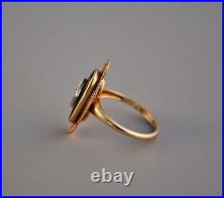 Vtg Antique Art Deco 10k Solid Gold Black Onyx & Natural Diamond Ring Filigree