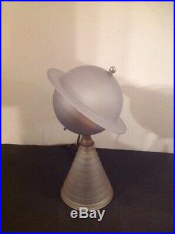 Vtg Antique Art Deco 1939 Ny Worlds Fair Frosted 11.5 Saturn Lamp Works