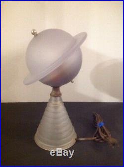 Vtg Antique Art Deco 1939 Ny Worlds Fair Frosted 11.5 Saturn Lamp Works