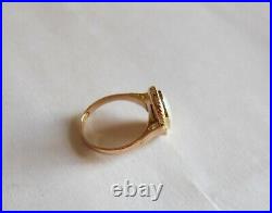 Vtg Estate natural OPAL oval ring 18k yellow gold simple art deco 9x11 opal
