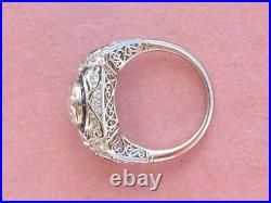 Wedding Ring Solid 14K White Gold 2Ct Round Cut Moissanite Art Deco Vintage